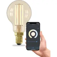 Calex Slimme Lamp - Wifi LED Filament Verlichting - E14 - Smart Bulb Goud - Dimbaar - Warm Wit licht - 4,9W