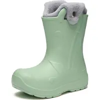 Ladeheid x Camminare - Kinderen Regenlaarze - Rubberen Laarzen voor Kinderen - EVA – Warm Gevoerd – Waterdicht - Met Handig Handvat voor Koude Dagen en Sneeuw – Olijfgroen – 34/35 - LA-CA-SplashButton