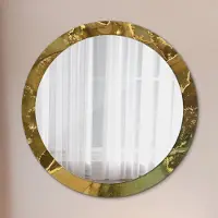 Coloray Bedrukte Spiegel - Metalen wervelingen Wandspiegel Met Print - 90 cm - Gouden Bedrukte Spiegel - Wandspiegel Met Print - Wandspiegel Decoratieve Print - Bedrukte Spiegel