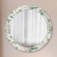 Coloray Bedrukte Spiegel - Aquarelbloemen Spiegel Met Bedrukte Lijst - 70 cm - Romig Bedrukte Spiegel - Spiegel Met Bedrukte Lijst - Spiegel Met Decoratie - Spiegel Lijst Met Print