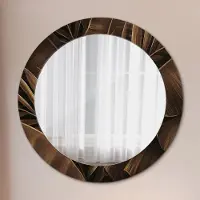 Coloray Bedrukte Spiegel - Bruine bananenbladeren Spiegel Met Bedrukte Lijst - 70 cm - Bruin Bedrukte Spiegel - Spiegel Met Bedrukte Lijst - Spiegel Met Decoratie - Spiegel Lijst Met Print