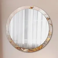 Coloray Bedrukte Spiegel - Boho bladeren Spiegel Met Print - 100 cm - Geel Bedrukte Spiegel - Spiegel Met Print - Wandspiegel Met Print - Wandspiegel Decoratieve Print