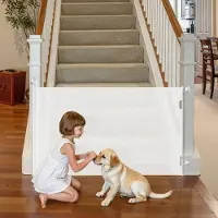 StarTech.com Intrekbaar Trap-/Deurhekje - Oprolbaar Veiligheidshekje - Uitschuifbaar tot 145 cm - Met Veiligheidsslot - Voor Baby's, Honden, Trappen en Gangen - Binnen en Buiten - Wit