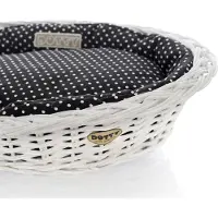 DOTTY Rieten honden-/kattenmand, wit met katoenen kussen, wit, 55 cm