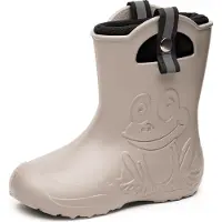 Ladeheid Kinder Regenlaarzen – Lichtgewicht Rubberen – Laarzen – Thermovoering – Meisjes – Jongens – Antislip – Regenlaarzen – Kinder – Lichtbeige – 32/33 - LA-CA-Frog245
