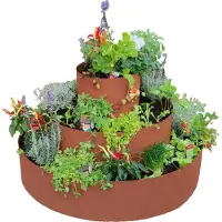 UNUS Kruiden spiraal piramide in roestlook rond 90cm kruidenbed voor terras en tuin