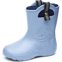 Ladeheid Kinder Regenlaarzen – Lichtgewicht Rubberen – Laarzen – Thermovoering – Meisjes – Jongens – Antislip – Regenlaarzen – Kinder – Lichtblauw – 22/23 – LA-CA-Frog245