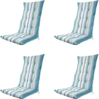 Madison tuinstoelkussen hoge rug righe azure ca. 123x50 cm set van 4