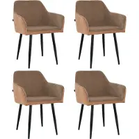 Mevsim Store Tony Eetkamerstoel - Bruin - Set van 4 - Ribstof
