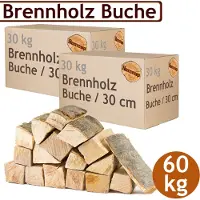 Flameup Brandhout, 60 kg, voor kachels, open haarden, vuurkorven en barbecues, beukenhout, 30 cm,