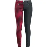 Banned Alternative - Gothic Stoffen broek - Punk Trousers - W26L32 tot W34L34 - voor Vrouwen - zwart-rood - Maat W28L32
