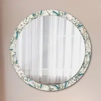 Coloray Bedrukte Spiegel - Aquarelbloemen Bedrukte Spiegel - 100 cm - Romig Bedrukte Spiegel - Bedrukte Spiegel - Spiegel Met Bedrukte Lijst - Spiegel Met Decoratie