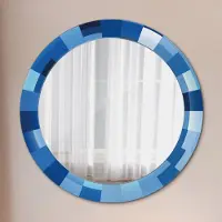 Coloray Bedrukte Spiegel - Blauwe abstractie Bedrukte Spiegel - 70 cm - Blauw Bedrukte Spiegel - Bedrukte Spiegel - Spiegel Met Bedrukte Lijst - Spiegel Met Decoratie