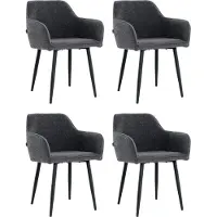 Mevsim Store Diamond Eetkamerstoel - Antraciet - Set van 4 - Boucle