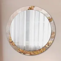 Coloray Bedrukte Spiegel - Boho bladeren Spiegel Met Decoratie - 90 cm - Geel Bedrukte Spiegel - Spiegel Met Decoratie - Spiegel Lijst Met Print - Spiegel Met Print