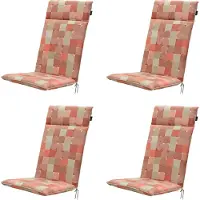 Madison tuinstoelkussen hoge rug jacky terra ca. 120x50 cm set van 4