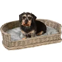 UNUS Hondenmand Slaapplaats voor honden van wilg grijs met kussen 74 cm