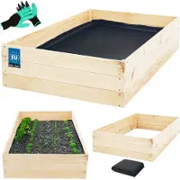 KOTARBAU De diepe Doos 120x80x27cm van de Bed Houten Bloem Opgeheven Planter Dozen Natuurlijke Kleur