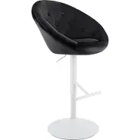 CLP London Barkruk - met rugleuning - draaibaar - verstelbaar - metalen frame - velvet - fluweel - wit/zwart