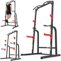 Hop-Sport Krachtstation HS-1014K – Multifunctionele Power Cage met Halterstandaard, Optrekstang & Dip Station voor Krachttraining Thuis