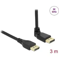 DeLOCK DisplayPort cable male straight to male 90° upwards angled 8K 60 Hz 3 m without latch
