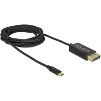 DeLOCK 83710 USB-C-kabel DisplayPort / USB Aansluitkabel USB-C stekker, DisplayPort-stekker 2 m Zwart Vergulde steekcontacten, 4K UHD