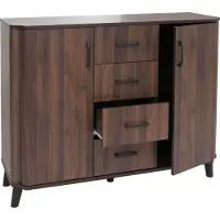 Mendler Commode -P42, dressoir, 4 lades, opbergruimtes, 2 deuren, MDF 92x120x40 cm ~ walnootlook