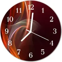 Tulup Wandklok - Abstracte lijnen Glazen Klok Met Print - 30fi cm - Rood Moderne Glazen Wandklok - Witte Handen - Ronde Wandklok - Decoratieve Glazen Klok - Glazen Wandklok Design
