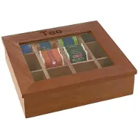 Aps Houten theebox met 12 vakken, donker hout