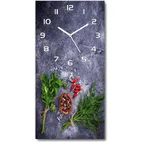 Tulup Wandklok - Kruiden en specerijen Moderne Wandklok Glas - 30x60 cm - Groente Wandklok Glas Decoratie - Witte handen - Rechthoekige Klok - Glazen Wandklok Design - Klok Glas Met Opdruk
