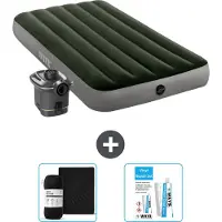 Intex Luchtbed - 1-Persoons - 99 x 191 x 25 cm - Groen - Inclusief pomp - Hoeslaken en Reparatieset
