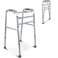 Mobiclinic Mezquita - Looprek - Inklapbaar - In Hoogte Verstelbaar - Lichtgewicht - Rollator - Aluminium - Loophulpmiddelen - Zonder wielen - Wit en grijs