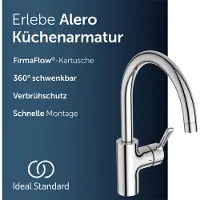 Ideal standard Alero keukenkraan, uitloophoogte 211 mm, 360° draaibaar – Chroom