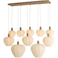 Light & Living Hanglamp 10L 138x49x180 cm HUXI hout prnt nat+linnen crème