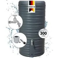 Graf NORDIC 2in1 regenwatertank compleet set 300 L graphite grey incl. chroom aftapkraan en regenpijpaansluiting