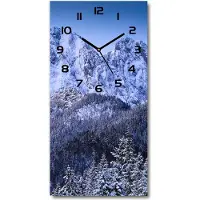 Tulup Wandklok - Giewont Tatra-gebergte Decoratieve Glazen Klok - 30x60 cm - Blauw Glazen Wandklok Design - Zwarte handen - Rechthoekige Klok - Glazen Klok Met Print - Wandklok Glas Met Motief