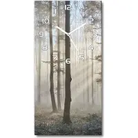 Tulup Wandklok - Mist in het bos Glazen Wandklok Design - 30x60 cm - Bruin Klok Glas Met Opdruk - Witte handen - Rechthoekige Klok - Wandklok Glas Met Motief - Decoratieve Glazen Klok