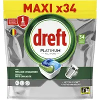 Dreft 2+3 Gratis: Vaatwastabletten Platinum All In One Original 34 Stuks
