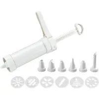 Westmark Koekpers/decoratiespuit, met 6 sjablonen en 6 spuitmonden, inhoud: 225 ml, kunststof, Luxus, wit/rood, 32302260
