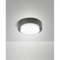 FABAS LUCE LED buiten plafondlamp Owen, donkergrijs, metaal, 23 cm, IP65 Owen, zwart, Aluminium, Modern, LED plafondlamp