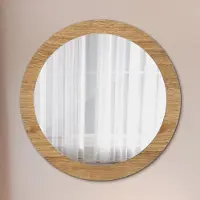 Coloray Bedrukte Spiegel - Houtstructuur Wandspiegel Met Print - 80 cm - Bruin Bedrukte Spiegel - Wandspiegel Met Print - Wandspiegel Decoratieve Print - Bedrukte Spiegel