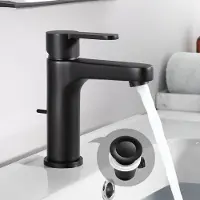 CECIPA MAX Wastafelkraan Zwart - Badkamerkraan Mengkraan - Waterbesparend met trekwaste - Warm en Koud - Mengkraan - inclusief aansluitingen - Zwart