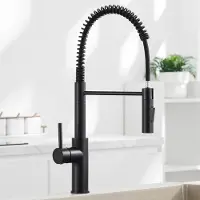 CECIPA MAX Keukenkraan Met Uittrekbare Uitloop - keukenkranen Zwart - Keukenmengkraan inclusief aansluitingen - Handdouche - Flexibele Slang –2 straalsoorten - Zwart