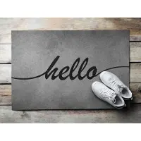 Coloray Buiten Deurmat - Grijs Deurmat Buiten - Hallo op beton Antislip Deurmat - Buiten Decoratie Idee - Buitenmat Voor Alle Seizoenen - Antislip Entreemat Voor Terras - 60x40 cm