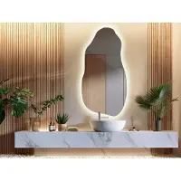 Coloray Organische Spiegel LED - LED Organische Spiegel Groot - 50 cm x 100 cm - Grote Organische Badkamerspiegel LED - Minimalistisch Spiegel - Neutraal licht - Wandspiegel LED Organisch