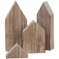 UNUS Huisjes-set houten, set van 4 Stads hout grijs woondecoratie