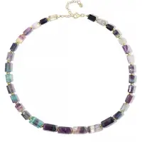 Cavill - Zilveren Halsketting - 925 Sterling Zilver Verguld - 1 74 ct Meer kleurige Braziliaanse Fluoriet & Gouden Hematiet - 45-50cm