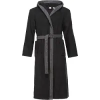 Ladeheid Heren Badjas met Capuchon - 100% Katoen - Wasmachine bestendig - Badstof - Zwart/Donkergrijs - S - LA-LA40-190-DG