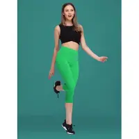Ladeheid LA-LA40-202-LE Dames 3/4 Leggings - Sport - Vrijetijdsbroek - Capri - Viscose - Sporbroek - Yogabroek - Groen - 36