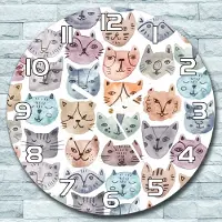 Coloray Wandklok - Kattengezichten Glazen Wandklok - 30fi cm - Groente Wandklok - Wandklok Ronde - Wandklok Klassiek - Wandklokken Woonkamer - Stille Wandklok